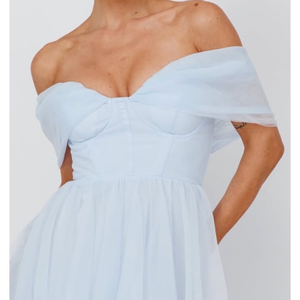 Elegant Off-Shoulder Light Blue Dress